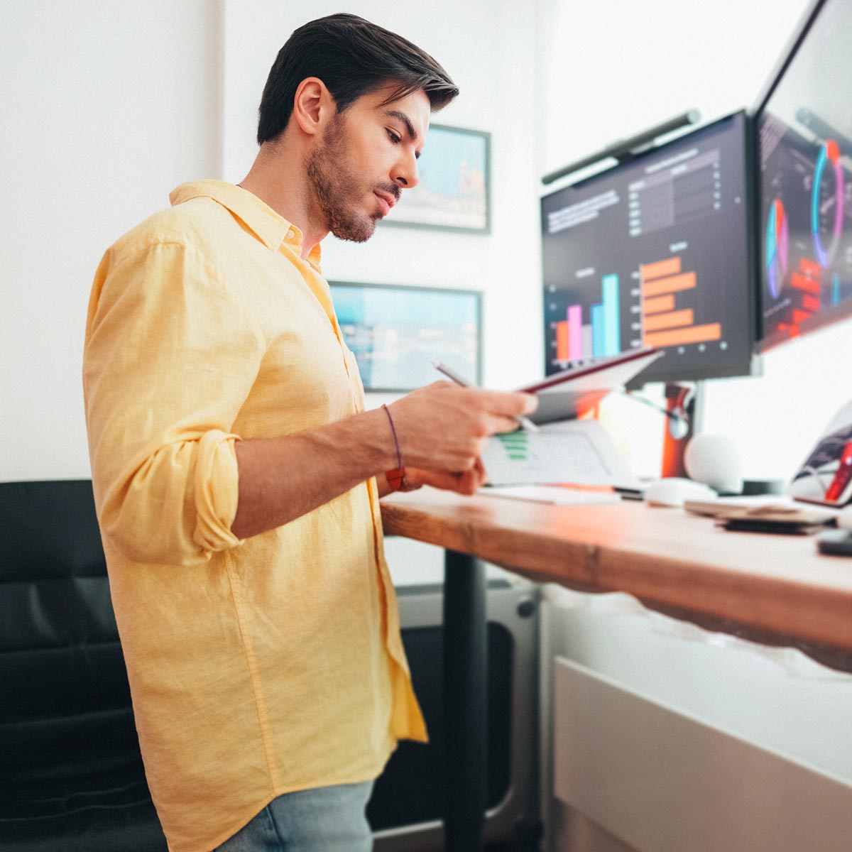 Person analyzing audience analytics Person analyzing audience analytics