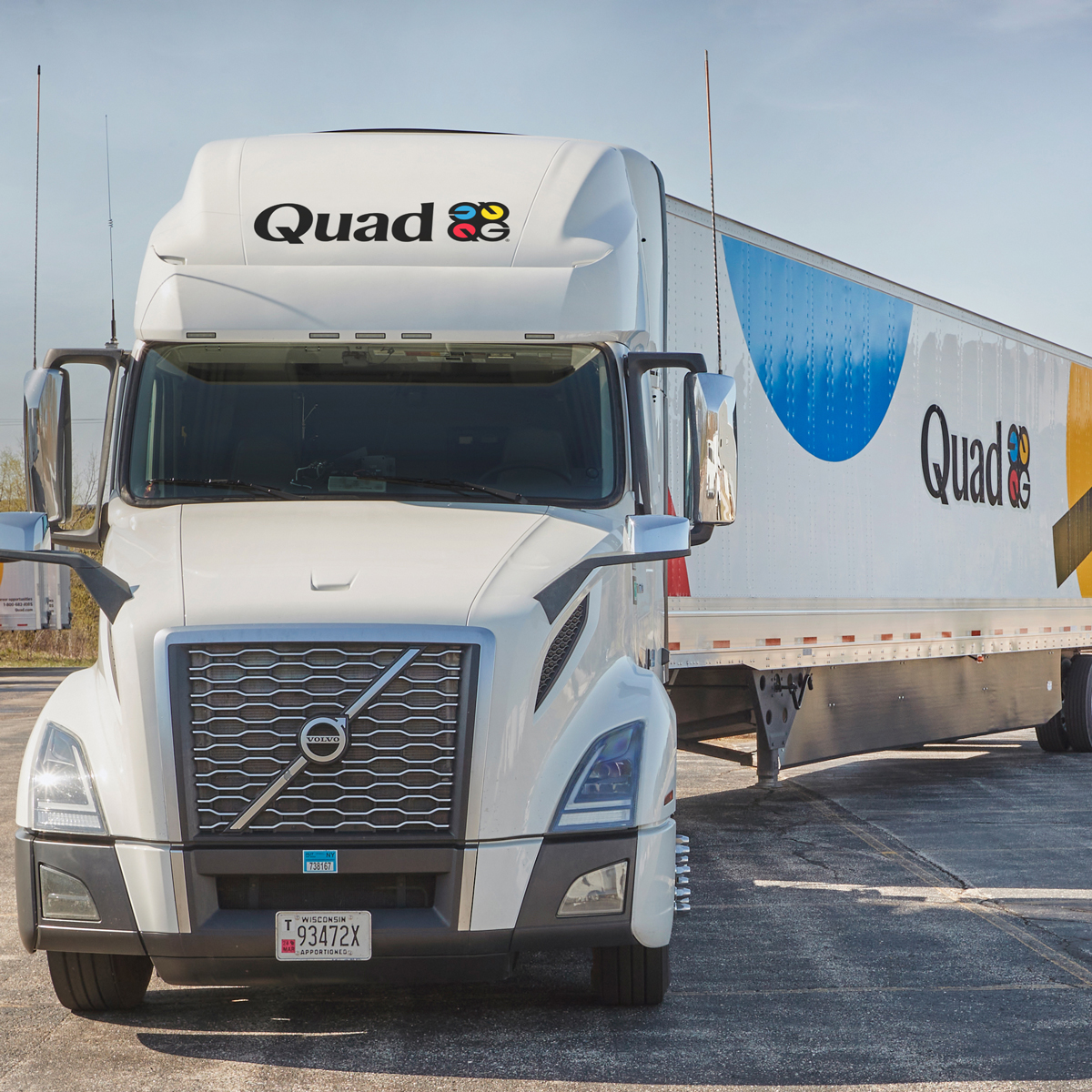 A Quad tractor trailer from Duplainville Transport, a subsidiary of Quad A Quad tractor trailer from Duplainville Transport, a subsidiary of Quad