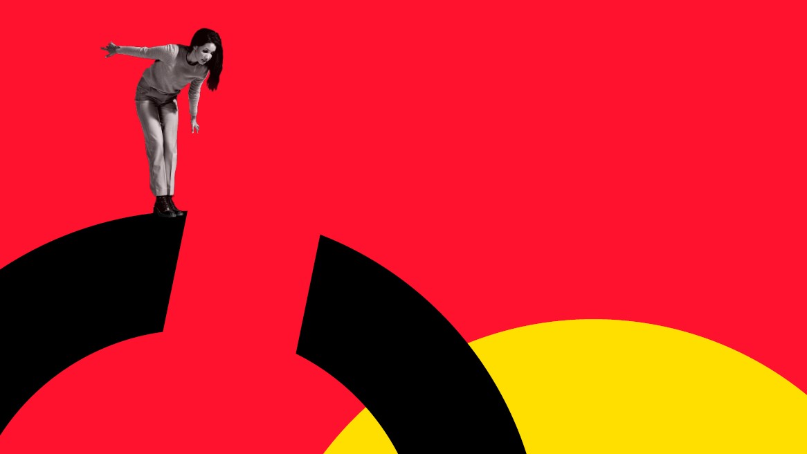 Person standing on the edge of a fractile Person standing on the edge of a fractile